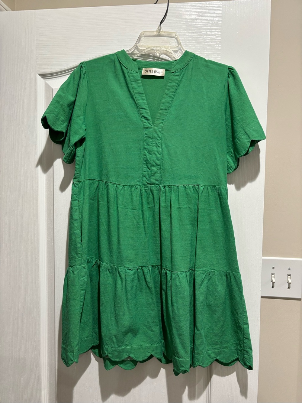 Green Tiered Mini Dress